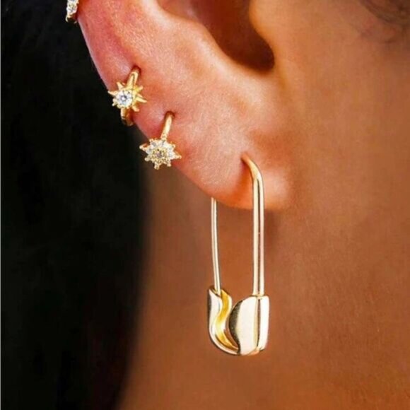 Safety Pin Earrings N1352 - Picture 2 of 5